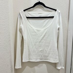 Banana Republic Scoop Neck White Long Sleeve
